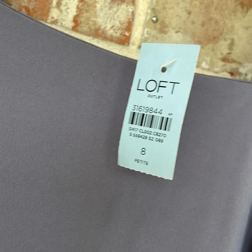 Loft Gray Sleeveless Square‎ Neck Side Slit A-line Midi Dress